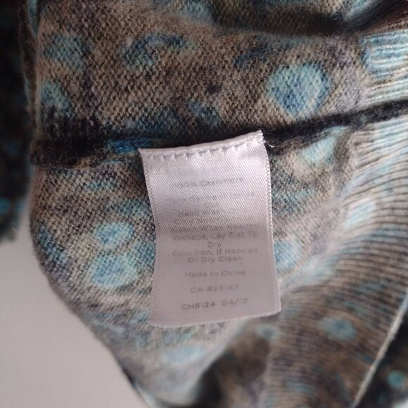 Talbots Cashmere Peacock Feather Print Sweater XS S Super Soft Pullover - Picture 2 of 9